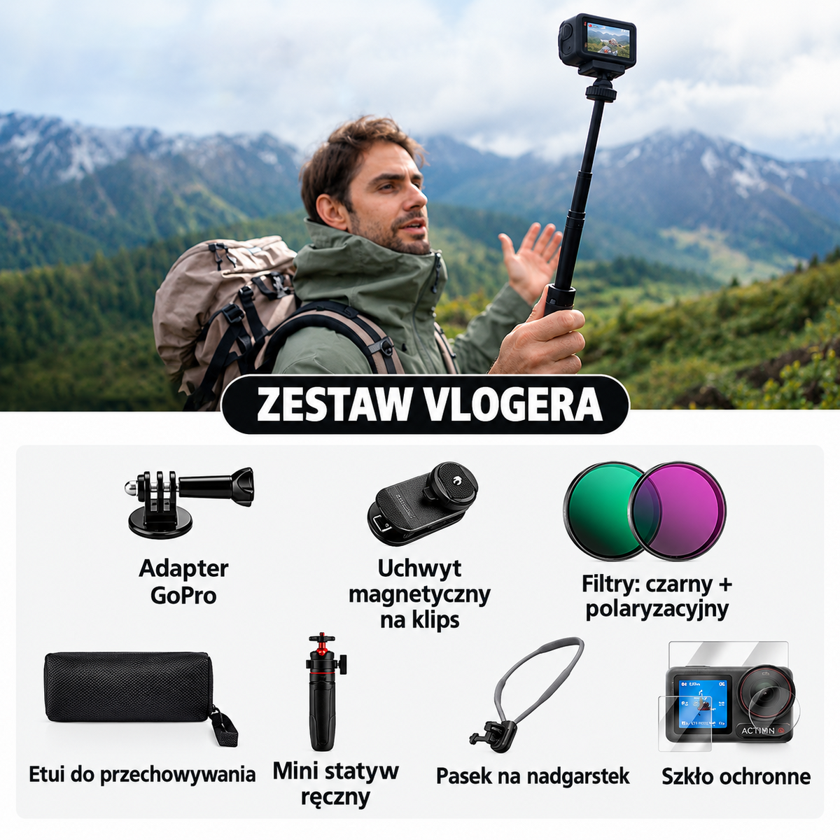 4K 60FPS sportkamera fejlett képstabilizálással, WiFi-vel, nagylátószögű objektívvel, vízálló Action Cam sporthoz, utazáshoz és VLOG-hoz