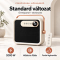 2000 W-os fürdőszobai hősugárzó érintőpanellel és távirányítóval, 3 fűtési fokozat, IPX2, falra és asztalra